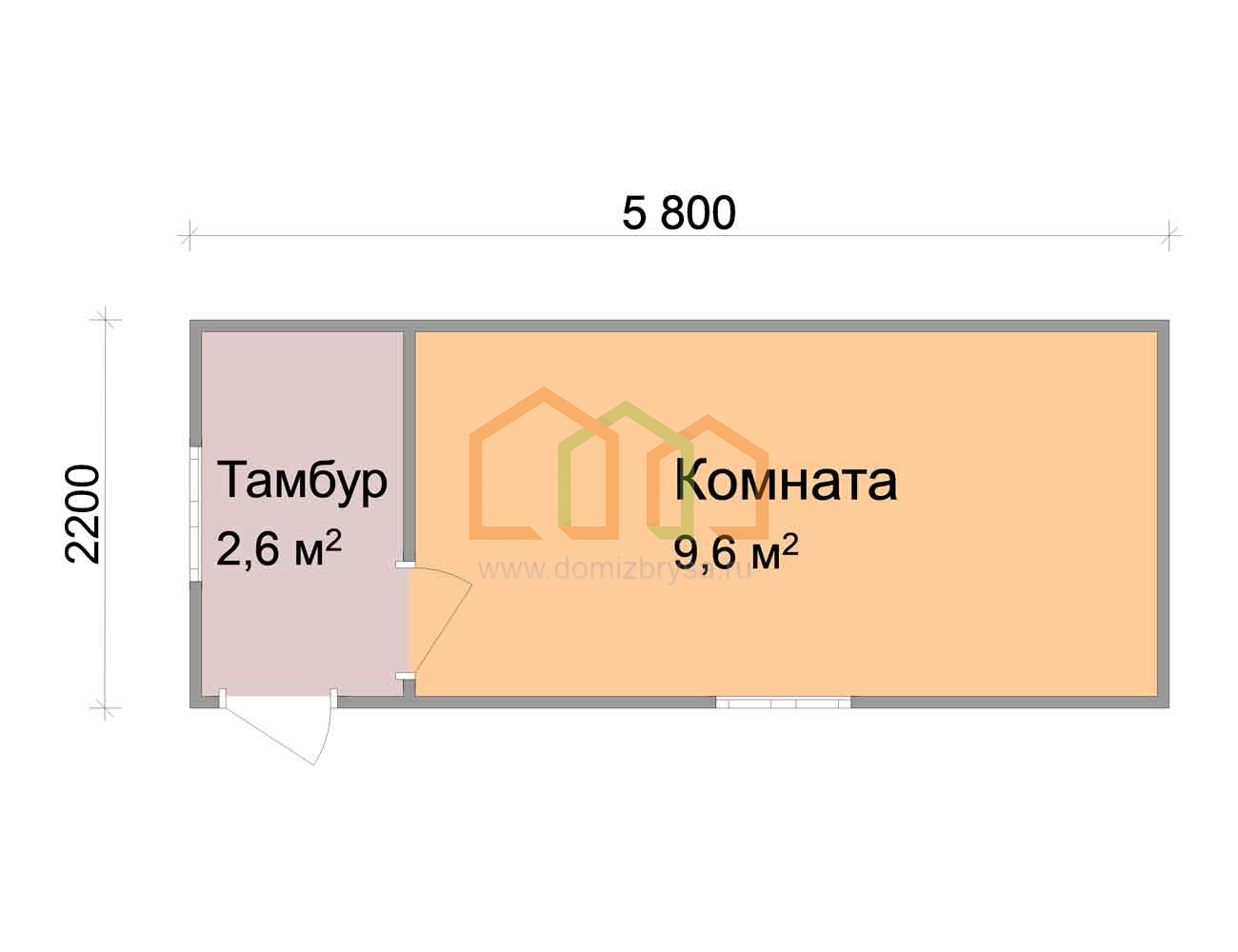 Дачная бытовка Василёк (С) 5.8x2.2 Площадь: 12.76 м² со сборкой на участке  под ключ в Александрове и области